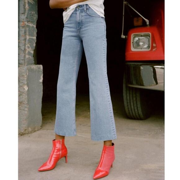 Rag & Bone Broken Nelly Ankle Justine Light Blue Flare Cropped Jeans Women's 30 - Picture 1 of 10